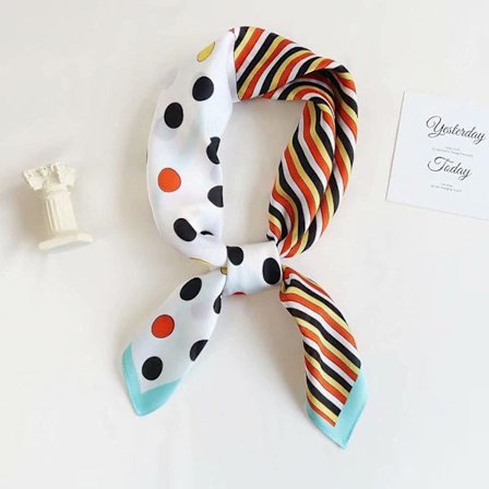 Silke Carré Skjerf Kreative Polkadot Stripete Sømmer Silkeskjerf Lite Carré Skjerf Kvinnelig Mote Profesjonell