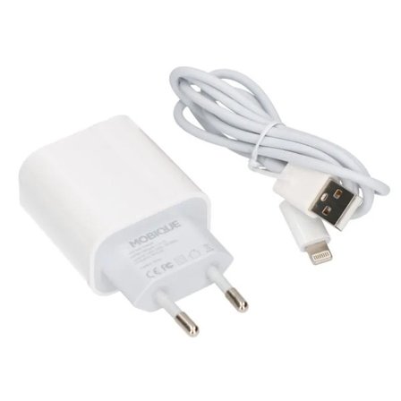 USB A to Lightning + USB Charger 2.4A - White