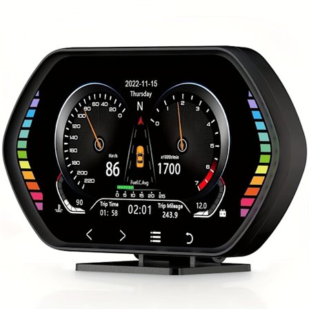OBD2 Målerdisplay, Multi-Data Monitor, Head Up Display, Plug And Play HUD, Nøyaktig og Rask Respons, Digitalt OBDII Speedometer For Biler Etter 2008 (