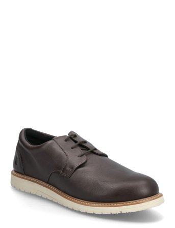 Hush Puppies | Men's Jenson Oxford - Dark Brown Leather | 42