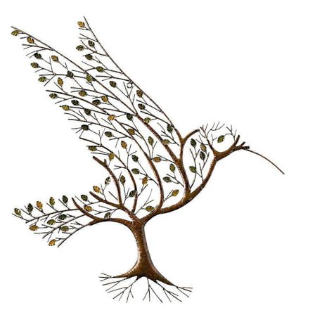 Jern Kolibri med Grene Metal Kolibri metalvægdekoration med grene