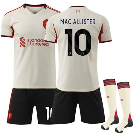 2025-2026 Liverpool Bortetrøye Barn Fotballtrøye Sett Nr. 10 Mac Allister