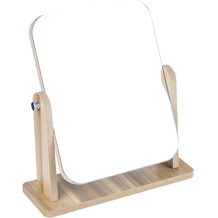 360 graders roterande skrivbordsspegel i trä, sminkspegel i trä med stativ, rektangulär spegel med hög transparens