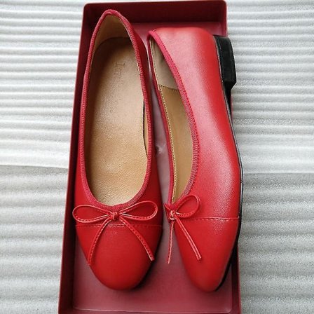 Läder- Splice Bow Round, Klassiska Ballerinaskor Set-b