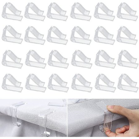 Gjennomsiktige Borddukklips, Bordduk av Plast, Borddukklemmer for Jul, Hjem, Bryllupsfest, Utendørs Piknik (24 Stk. L