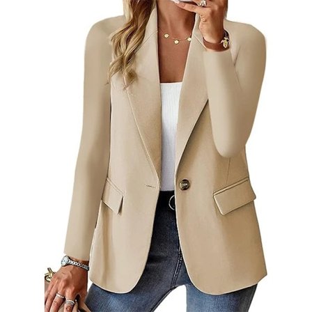 RY-Dam Blazer Business Casual Blazrar Långärmad Knäppning Blazer Jacka BEIGE BEIGE XL BEIGE XL