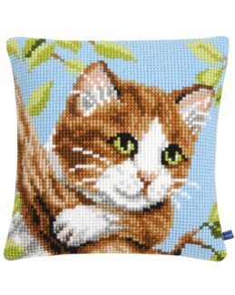 Broderikit Kudde Katt i träd - Vervaco
