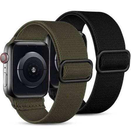 Pack Straps Kompatible med Apple Watch Armbånd 45mm 44mm 42mm Loop til iWatch SE Ultra Series 8 7 6 5 4 3 2 1 Sort/Grøn