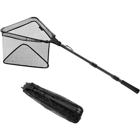 Sammenklappeligt fiskenet gummi teleskopisk fiskeskede trekant fiskenet med skridsikkert gummihåndtag