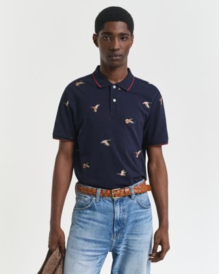 GANT - Brodert poloskjorte til herre evening blue