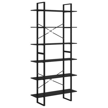 Vidaxl Hög Bokhylla Svart 100x30x210 Cm Massiv Furu Svart