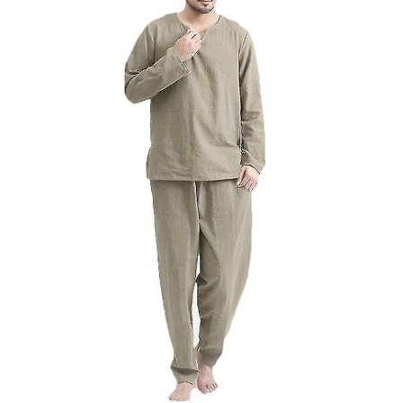 1 sæt herre løs natkjole pyjamas sovetøj dampærmede toppe og bukser C