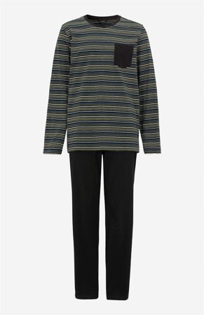 Cellbes of Sweden - Tvådelad pyjamas - svart / grön / randig - för herrar - 3XL