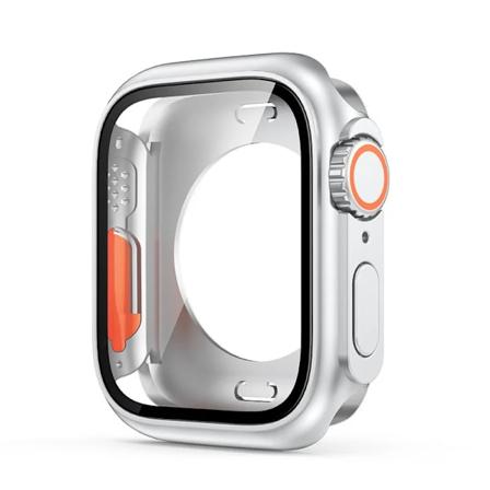 Kotelo Apple Watch Cover 44Mm 45Mm 40 41Mm Ulkonäkö Muuta Ultraan Karkaistu Lasi Näytönsuoja Näytönsuoja Peite Iwatch 9 8 7 6 S Silvery 45MM Series 7 