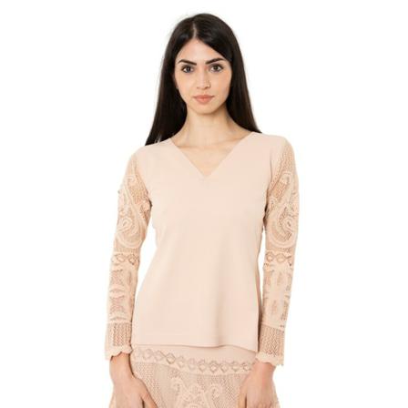 D.Exterior, V -neck shirt Beige, Dames, Maat:L
