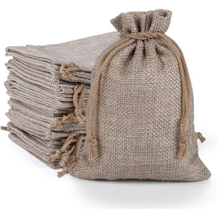 24 stk. Gavepose Smykkeperler Juteposer Linposer Adventskalender Bryllupsdekoration Naturlig Jul