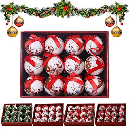 Jacenvly 12 stk. 8 cm Grinch Julekuler Dekorasjoner, Kompatibel med Juletre, Juledekorasjonsgave, Hengende Ornamenter til Hjemmet B{XH}