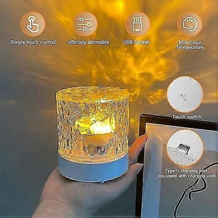 Roterende Vannbølge Nattlys Projektor - Romantisk LED Atmosfære Lampe