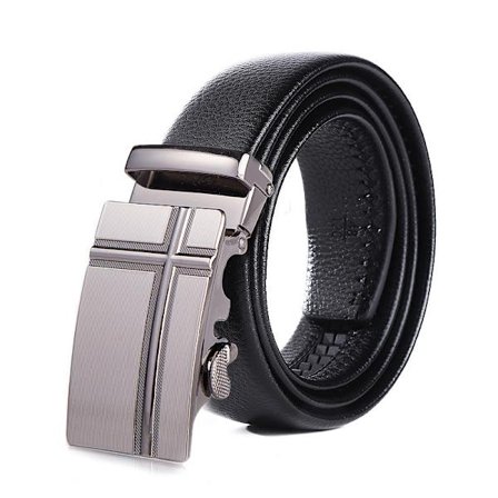 Svart kors herrebelte med automatisk spenne, 35 mm bred