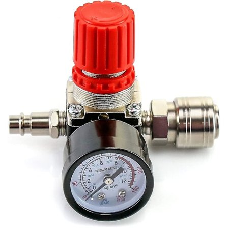 Luftkompressor trykregulator, 1/4" firevejs ventil måler pneumatisk ekspansionsventil udskiftningstrykregulator