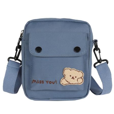 Cartoon Bear Crossbody-väska för kvinnor Söt axelväska College-stil Messenger Bag Liten väska Shopping Dejtingväska Blue
