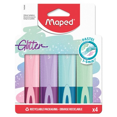 Maped Highlighter Glitter Pastel Lot de 4