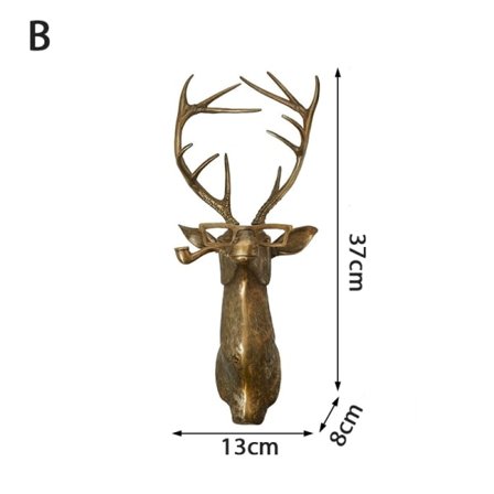 Dyrehode Veggmontert Skulptur Veggklistremerke Resin Dyr Penn Hjort CDQ