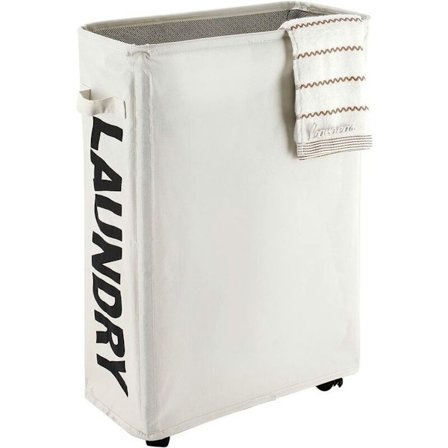 Rullende smal kleskurv med stativ, sammenleggbar vanntett sorteringskurv og