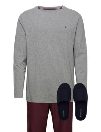 Ls Pant Slipper Set Pyjamas Grå Tommy Hilfiger