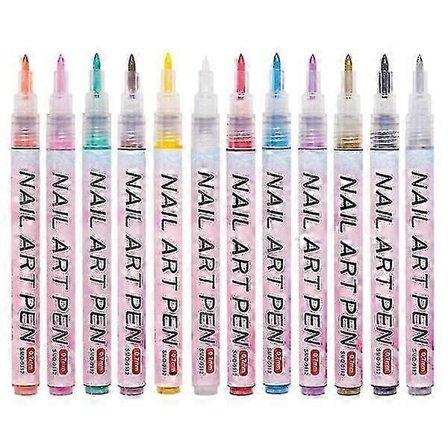 12 st 0,7 mm Nail Art Pen DIY Nagelkonst Penna Nagellack Penna Nagelprick Graffiti Penna 2025[D]
