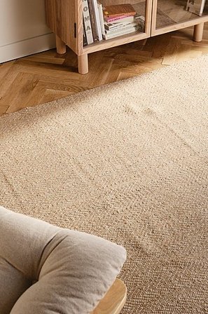 Jotex - Jutetæppe Bomuld/Jute Beige Ensfarvet ELBA Køb Jutetæpper hos Jotex