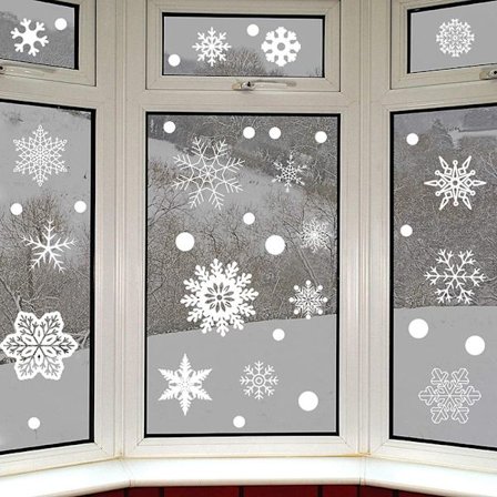jul 37stk Glitter Snowflake Clings Window Film Glass Stic