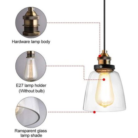 Vintage glass pendellampe, retro roterende bryter pendel