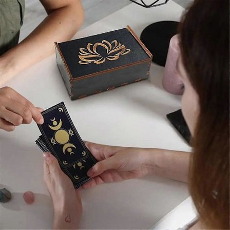 Tarotkort-etui Vintage Treboks Smykkeboks Liten Tre Vintage Multifunksjonell Boks for Tarotkort Tilbehør A