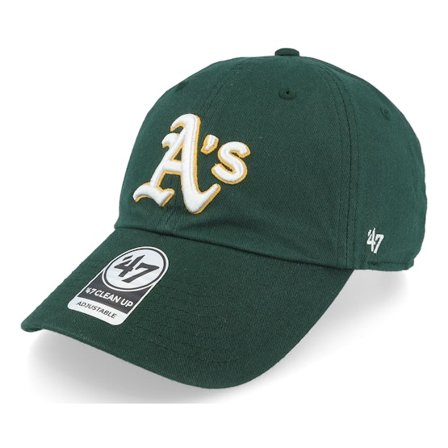 47 Brand - MLB Grün Unconstructed Cap - Oakland Athletics Clean Up Dark Green Dad Cap @ Hatstore
