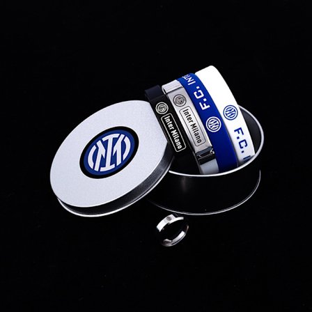 Fotbollsklubbs logotyp armband [rund ask] 4 armband + ring [Inter Milan]
