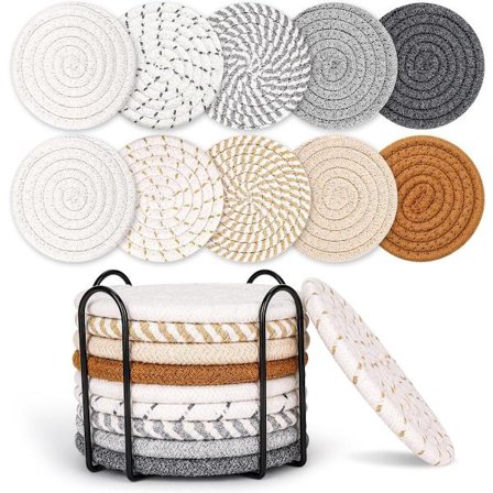 Sett med 10 runde coasters m/ St& - Coastersett - Termisk isolasjon - Ikke