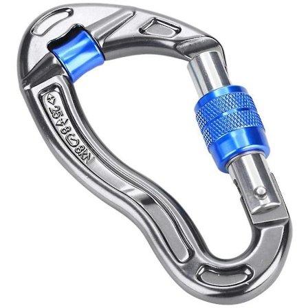 Låsende karabinhage Skrue Låsende karabinhage krog 25kn Twist Lock Og Heavy Duty Til Klatring Rappelling Bjergbestigning Blå