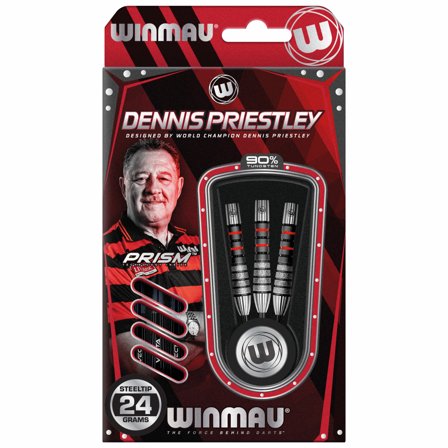 Winmau Dennis Priestley Diamond 3-Zero Darts 19g/22g/24g Steel Tip Tungsten Professional Darts - Red/Black/Silver Prism Technology