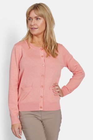 BRANDTEX - Langærmet Cardigan - Koral Melange - Lommer