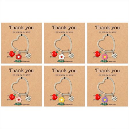 6 STK Lærergaver Nøglering, Tak Lærergaver – Bedst til kvinder, Afskedsgaver fra børn | Børnehavelærer Gave til fødselsdag