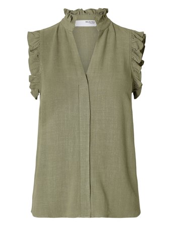 Slwviva Sl Sun Ruffle Top Noos Green Selected