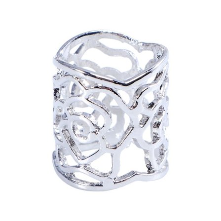 Hollow Rose Scarf Ring Spänne Slide Tube Scarf Smycken (silver)