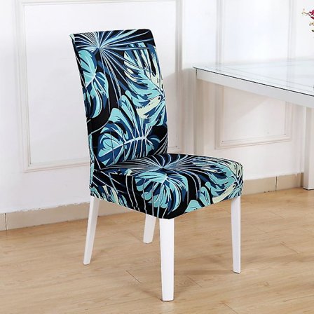 Stretchiga stolskydd i tryckt tyg, avtagbara och tvättbara stolsöverdrag för matstolar (21)