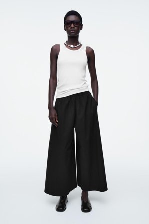 COS Women's Seersucker Culottes in Black