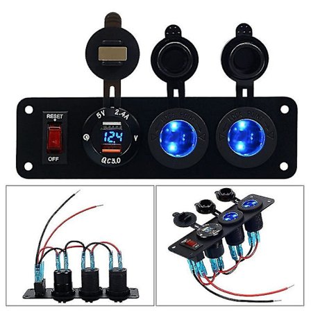 12v stikkontakt DC 12volt USB stikkontaktpanel forhåndskablet sigaret