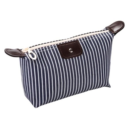 Ny Randig Dumpling Väska Kosmetikväska Vattentät Hud Bärbar Modevård Clutch Resväska V6y9