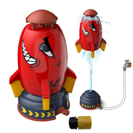 Splash Rocket Toys Rakettutskyter for Barn Utendørs Vannlek Rakett Sprinklere Leke Vann Trykk Rakett for Barn 3 År og Oppover (Rød)