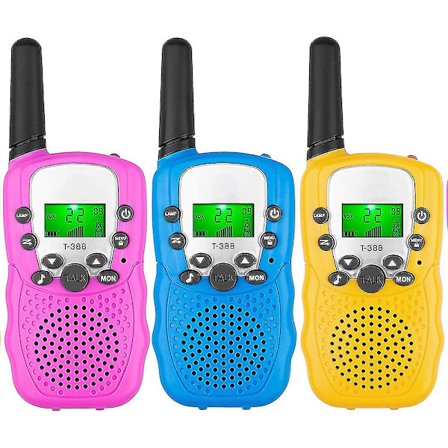 Barne Walkie Talkies 3stk, 3 Miles Lang Rekkevidde Med Bakgrunnsbelyste Lommelykter