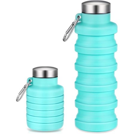 Sammenklappelig vandflaske, genanvendelig foldbar silikone vandbeholder til udendørsentusiaster, camping, vandreture og sport (17oz/500ml)